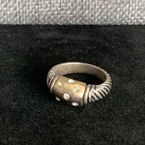 Silver & Gold Tone Ring with Rhinestones size 7
